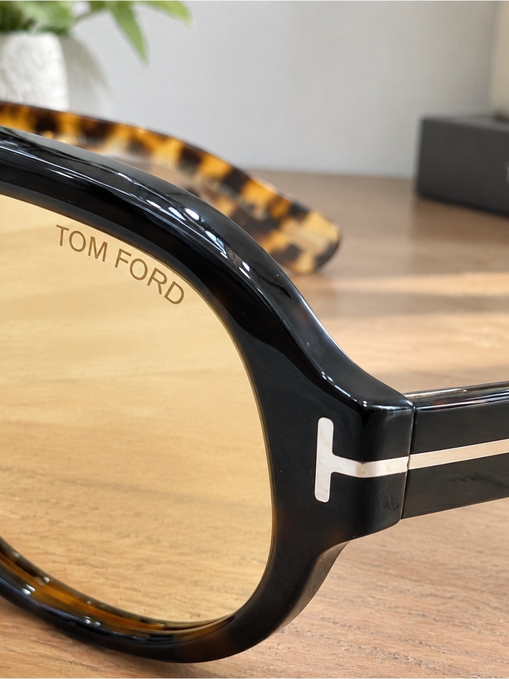 Tom Ford Black Frame Sunglasses with Tortoiseshell Temples